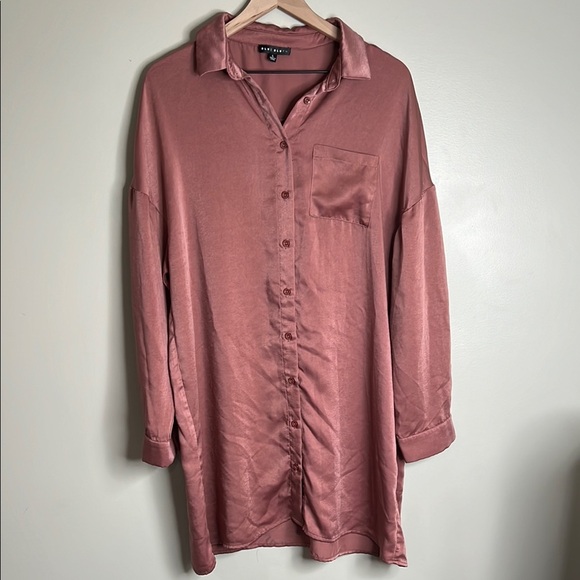 Blue Blush Button-Up Dress Women Size Large - Picture 1 of 6